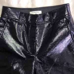 Aritzia Babaton black Command faux leather vinyl pants, size 00, cropped length